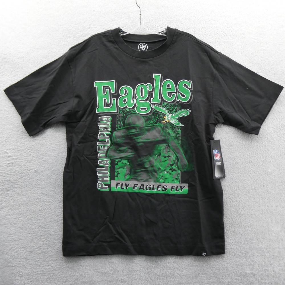 '47 Shirt Mens Medium Philadelphia Eagles Black Fly Eagles Fly Cotton NFL